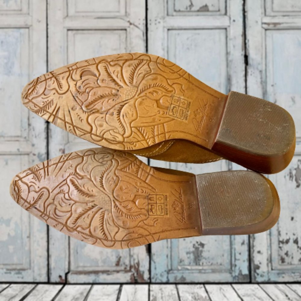 Patricia Nash Mustard Suede Mules with Low Heel - Picture 10 of 15